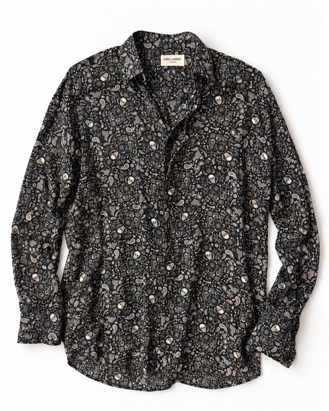 Saint Laurent Paisley Skull Shirt - SS19