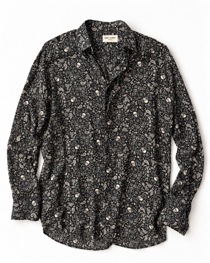 Saint Laurent Paisley Skull Shirt - SS19
