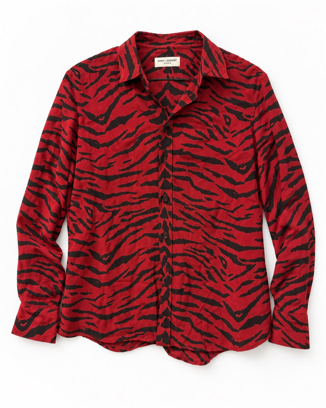 Saint Laurent Red Leopard Print Shirt - SS19