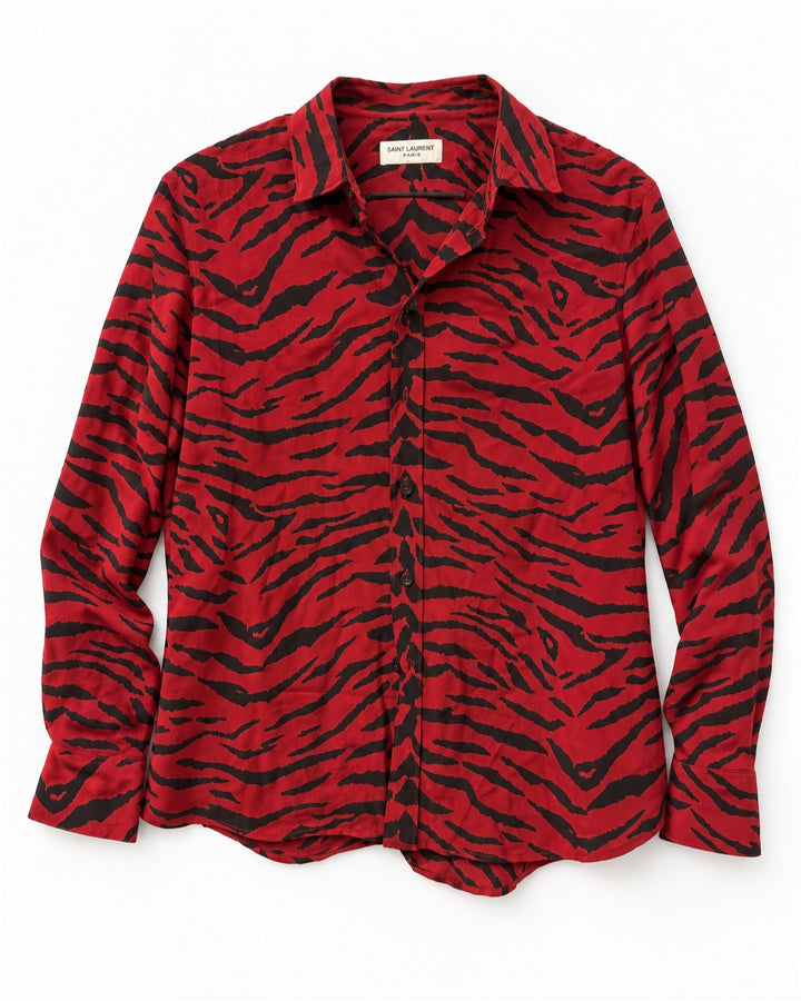 Saint Laurent Red Leopard Print Shirt - SS19
