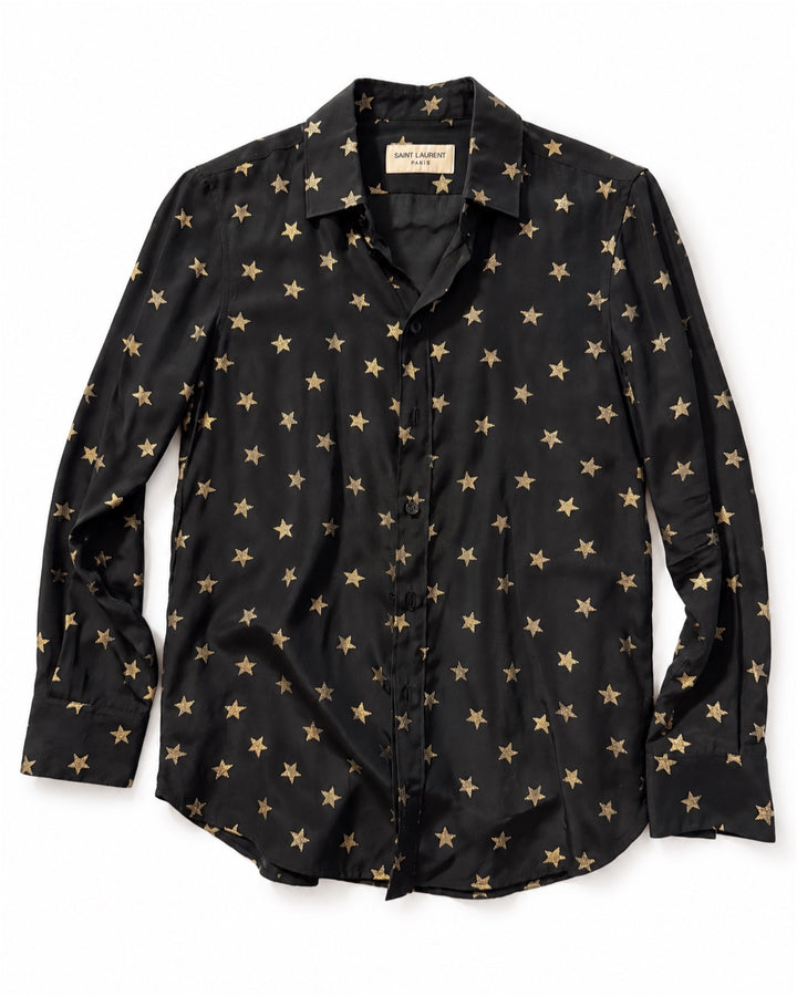 Saint Laurent Gold Glitter Star Shirt - SS16